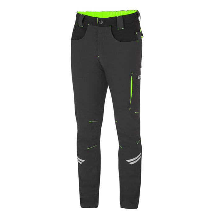 02425GSVF Sparco Tech Light Trousers Grey Fluro Green 01