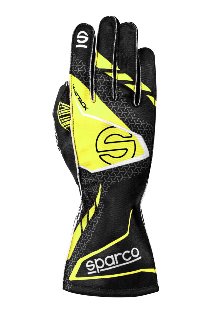 BKG0004B0 K08 Sparco K Attack Kart Gloves Black Fluro Yellow 01