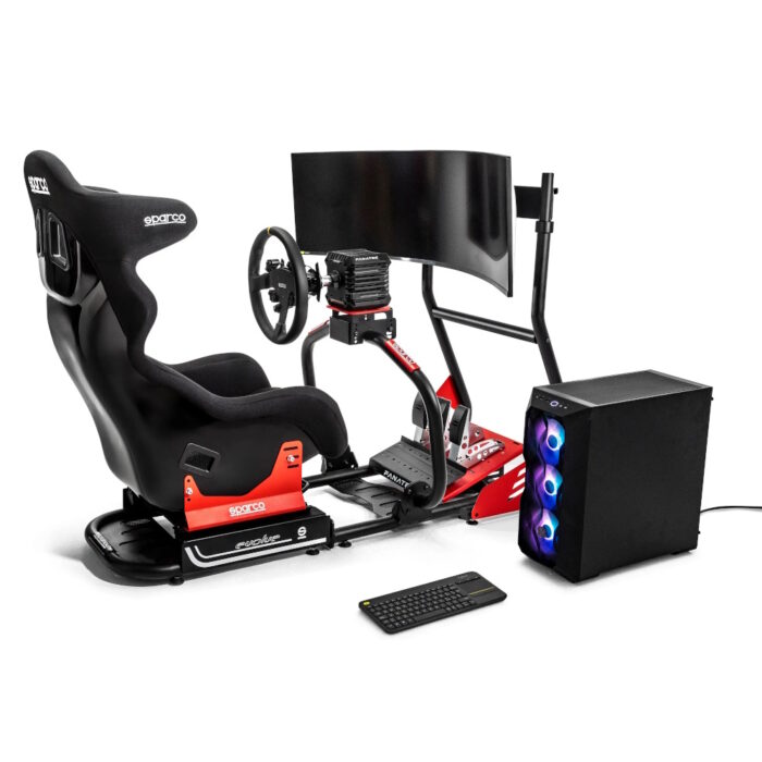 sparco gt r rig ii gt r profanatec sim kit pror330 leatherpckeybordstandmonitor 3